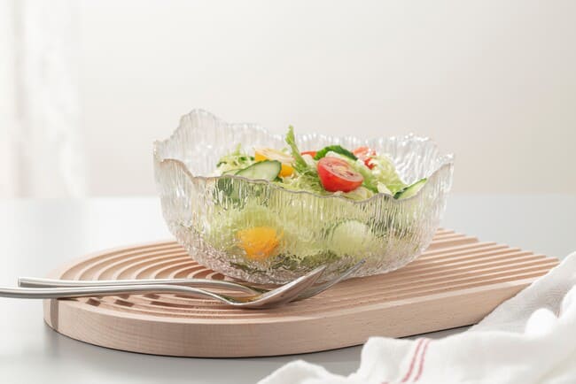Irregular Crystal Clear Glass Serving Bowls 32 oz Extra Large Salad Mixing Bowl 3