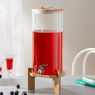 Large 2.5 Gallon Clear Glass Beverage Dispenser With Metal Spigot
