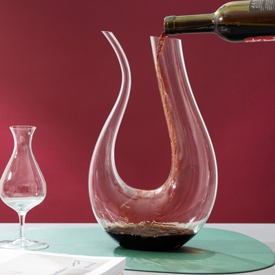 1000ML de u-vormige Zwaan Crystal Wine Decanter 35oz overhandigt Opgeblazen Loodvrij