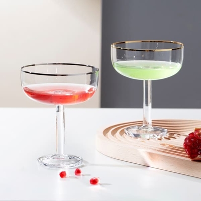Starker Stamm-trinkende Glasbecher 10 Unzen-mundgeblasenes Gold Rim Cocktail Glasses