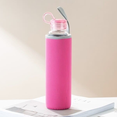 ขวดน้ำแก้วแบบพกพา Borosilicate 600 มล. 21 ออนซ์นำกลับมาใช้ใหม่ได้ฟรี