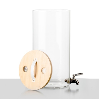 Large 2.5 Gallon Clear Glass Beverage Dispenser With Metal Spigot