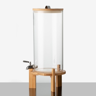 Large 2.5 Gallon Clear Glass Beverage Dispenser With Metal Spigot