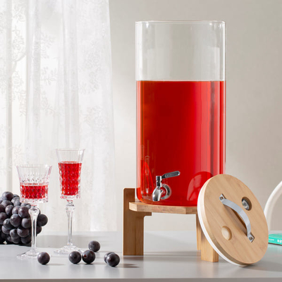 Large 2.5 Gallon Clear Glass Beverage Dispenser With Metal Spigot