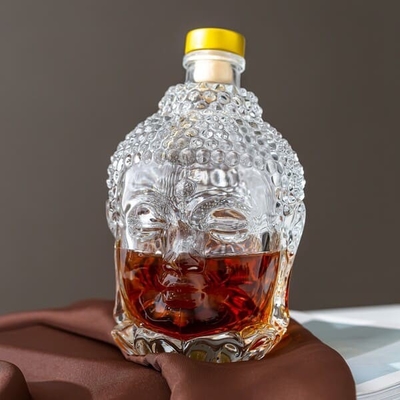 Lead Free 770ML Engraved Crystal Whiskey Decanter Personalized 27oz Buddha Head