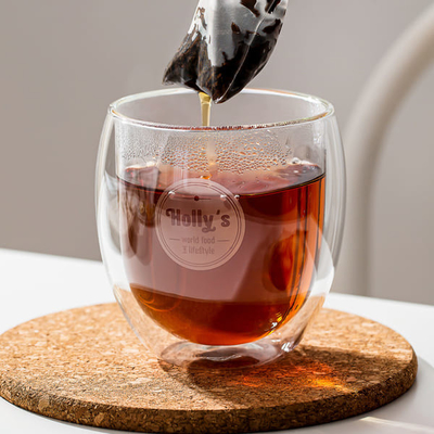 copos de café fundidos de vidro bebendo do vidro de Borosilicate da boca 15oz da parede do dobro 430ml