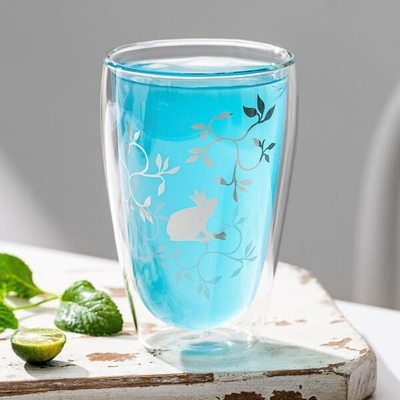12 Ons Gelas Minum Dinding Ganda 340ml Gelas Borosilikat Gelas Terisolasi