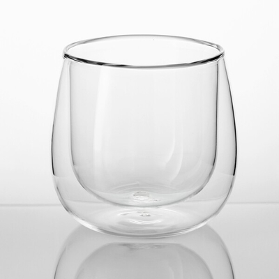 Double Wall 9oz Hand Blown Glass Tumbler 270ml Clear Insulated Coffee Cups