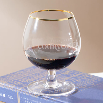 Clear Gold Rim Glass Drinking Goblets 415ml Crystal Cognac Glasses Lead Free