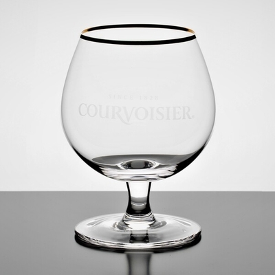 Clear Gold Rim Glass Drinking Goblets 415ml Crystal Cognac Glasses Lead Free