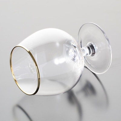 Clear Gold Rim Glass Drinking Goblets 415ml Crystal Cognac Glasses Lead Free