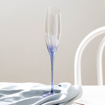 Rainbow Slanted Long Stem Kieliszki do szampana 6 uncji 172 ml Gradient Blue