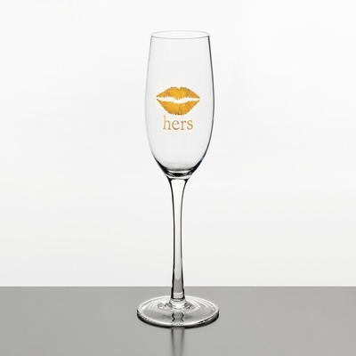 Wedding Engagement 258ml Etched Champagne Glasses 9 Ounce Mouth Blown Lead Free