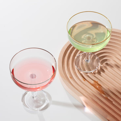 Starker Stamm-trinkende Glasbecher 10 Unzen-mundgeblasenes Gold Rim Cocktail Glasses