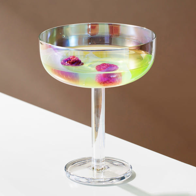 schillerndes schweres Martini-Glas der Basis-285ml 10 Unze-Regenbogen Champagne Coupe Glasses