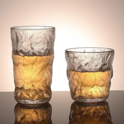 Irregular Glass Drinking Cups 320ml Glacier Heavy Base Highball Glasses