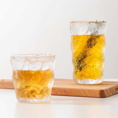 Irregular Glass Drinking Cups 320ml Glacier Heavy Base Highball Glasses