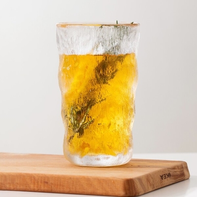 Irregular Glass Drinking Cups 320ml Glacier Heavy Base Highball Glasses