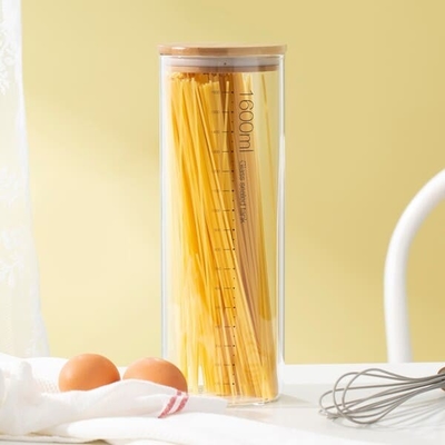 Envases de comida de cristal del tarro del almacenamiento del claro del Borosilicate 1600ml altura de 11 pulgadas con la tapa