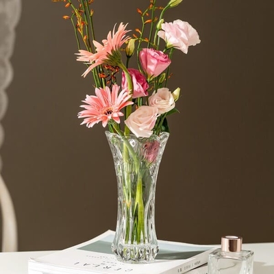 Tulip Shaped Glass Vases Machine Pressed 19.8cm Height Crystal Glass Flower Vase