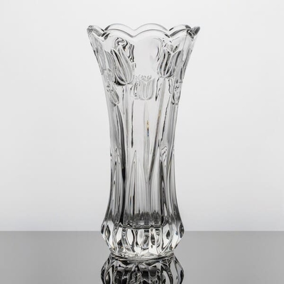 Tulip Shaped Glass Vases Machine Pressed 19.8cm Height Crystal Glass Flower Vase