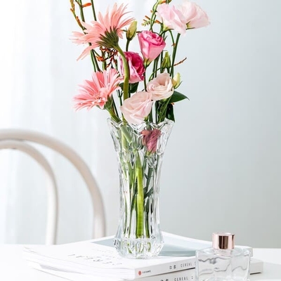 Tulip Shaped Glass Vases Machine Pressed 19.8cm Height Crystal Glass Flower Vase