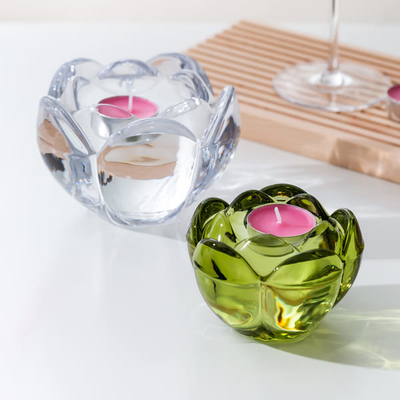 Lotus Tealight Votive Color Glass Candle Holder Machine Pressed 7cm Height