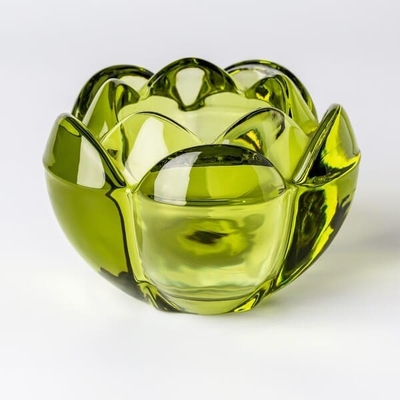 Lotus Tealight Votive Color Glass Candle Holder Machine Pressed 7cm Height