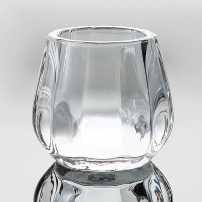 3 Inch Clear Faceted Round Glass Votive Candle Holders Machine Pressed