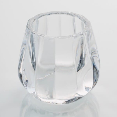 3 Inch Clear Faceted Round Glass Votive Candle Holders Machine Pressed