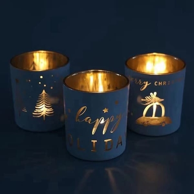 Weihnachts-Mercury Pillar Color Glass Candle-Halter 15oz 3,5 * 4 Zoll