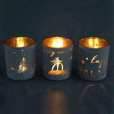 Weihnachts-Mercury Pillar Color Glass Candle-Halter 15oz 3,5 * 4 Zoll