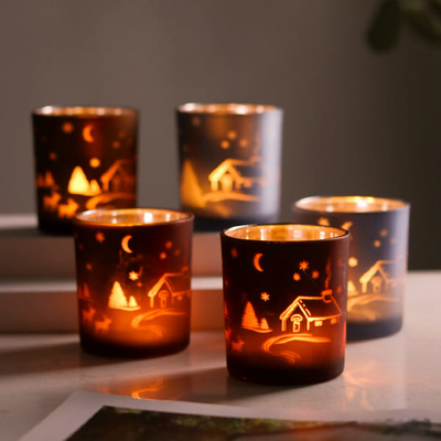 Weihnachts-Mercury Pillar Color Glass Candle-Halter 15oz 3,5 * 4 Zoll