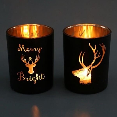 Weihnachts-Mercury Pillar Color Glass Candle-Halter 15oz 3,5 * 4 Zoll