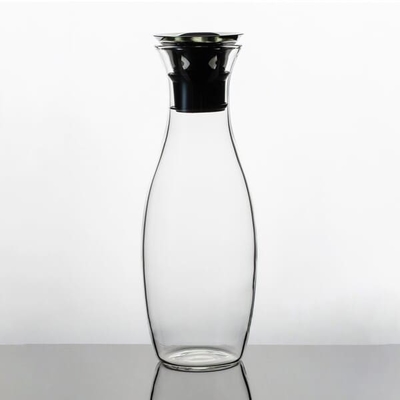 46 Oz Hand Blown Glass Water Pitcher Heat Resistant 1300ml With Drip Free Lid