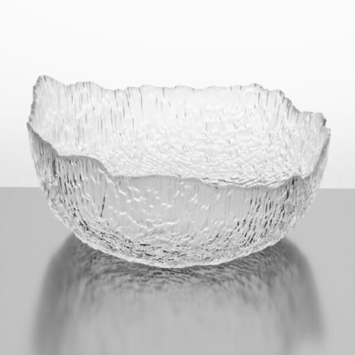 Irregular Crystal Clear Glass Serving Bowls 32 oz Extra Large Salad Mixing Bowl