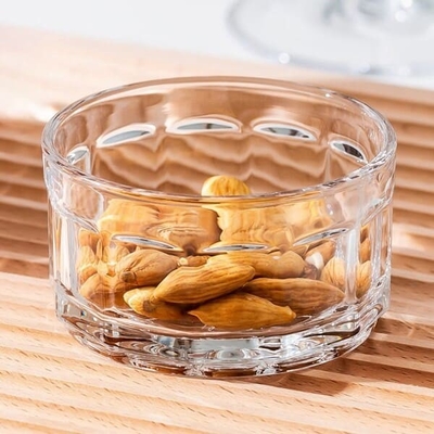 Mini 130ml Pressed Glass Kitchen Wares Transparent Dessert Stackable Glass Bowls